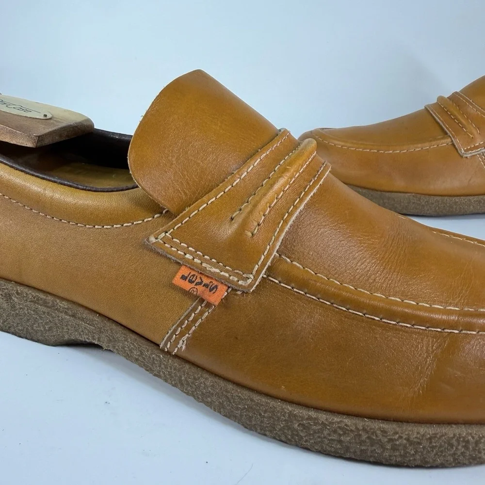 Vtg 1970s Levis Loafers Shoes Mens 10.5 Orange Tab Rubber Gum Soles Disco Hippie